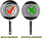 18/10 Stainless Steel Cooking Utensils Set,9pcs Metal Kitchen Utensil Sets 14 inch Long Heavy Duty Kitchen Tools Dishwasher Safe, Include Soup Ladle, Slotted Skimmer Spoon, Spaghetti