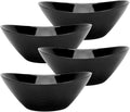 LaGlint 43 OZ Serving Bowl Set of 4, Opal Glass 9 inch Oval Serving Dishes for Salad, Side Dishes, Fruit Kitchen, Microwave & Dishwasher Safe, Black