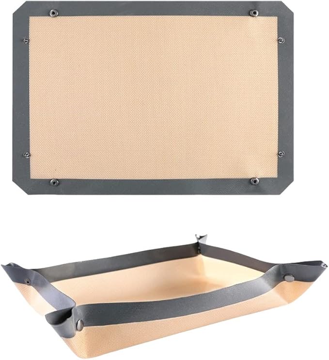 CANDeal 1 PC Silicone Fiber Baking Mat with Buckle, No Leak & Non Stick, Corners Snap Together to Form Leakproof Baking Tray, Oven Liner (16.5x11.6 inch(42x29.5cm))