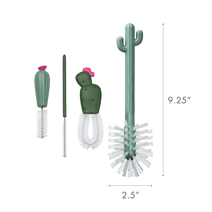 Boon Cacti Replacement Set - Bottle, Straw Brushes, Nipple, Detail - Non Toxic, Durable Nylon, Multicolor, 4 Count