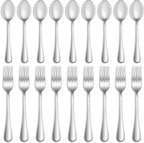 8 Pcs Forks and Spoons Silverware Set,Food Grade Stainless Steel Flatware Cutlery Set for Home,Kitchen and Restaurant,Mirror Polished,Dishwasher Safe - 4 Dinner Fork(8 inch) and 4 Teaspoon(6.5 inch)