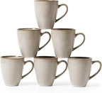 MONITO 17 OZ Coffee Mugs Set of 6, Large Ceramic Blue Coffee Mugs Set with handle for Tea/Latte/Milk/Cocoa, Funny Tea Cups for Office and Home, Engagement Gifts. (Gray-yellow)