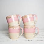 Bosmarlin Ceramic Coffee Mug Set of 4, 17 Oz, 5 Colors to Choose, Tea Cups, Dishwasher and Microwave Safe, Reactive Glaze (Pink)