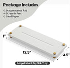 Razborci Water Absorbing Stone Sink Caddy Kitchen Sink Organizer Tray, Diatomite Bathroom Counter Tray, Gold Faucet Drying Mat Coaster Soap Dish Rack Riser Dispenser Sponge Holder, Beige 12.5" x 4.5"