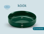 KooK Ceramic Large Pasta Bowls, Microwave and Dishwasher Safe, Great for Soups and Salads, Shallow Serving Bowls, Glossy Porcelain, 47 oz, Set of 4, Hunter Green