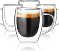 FrutPunch Double Walled Glass Coffee Mugs, Glass Coffee Mugs Set Of 4, Glass Coffee Cups with Handles, 12OZ, Suitable for Cappuccino, Latte, Espresso, Hot Drinks, Cold Drinks