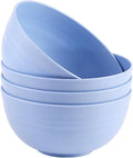 Unbreakable Wheat Straw Cereal Bowls Set of 4, 24 OZ Microwave and Dishwasher Safe Lightweight Soup and Salad Bowl Sets, Reusable Dessert Bowls for Rice, Pasta, Snack, Fruit, BPA Free (Blue)