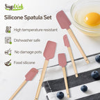 Silicone Spatula Set, Food Grade Rubber Spatula-4 Piece Nonstick Rubber Spatulas, Spoonula, Jar Scraper for Cooking, Baking, Mixing, Frosting - Heat Resistant Up to 600°F (5 Pcs Spatula Pink)