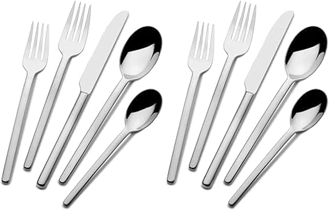 Mikasa, Zena Flatware Service for 8, 45 Piece Set, 18/0 Stainless Steel, Silverware Set with Serving Utensils (Pack of 2)
