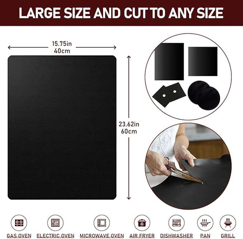 3 Pack Oven Liners for Bottom of Oven, Large Reusable Heavy Duty Oven Liners Protector Mats for Gas Oven Electric Oven Baking Sheet Toaster Microwave Grill, Nonstick BPA and PFOA Free, 23.62x15.75 in