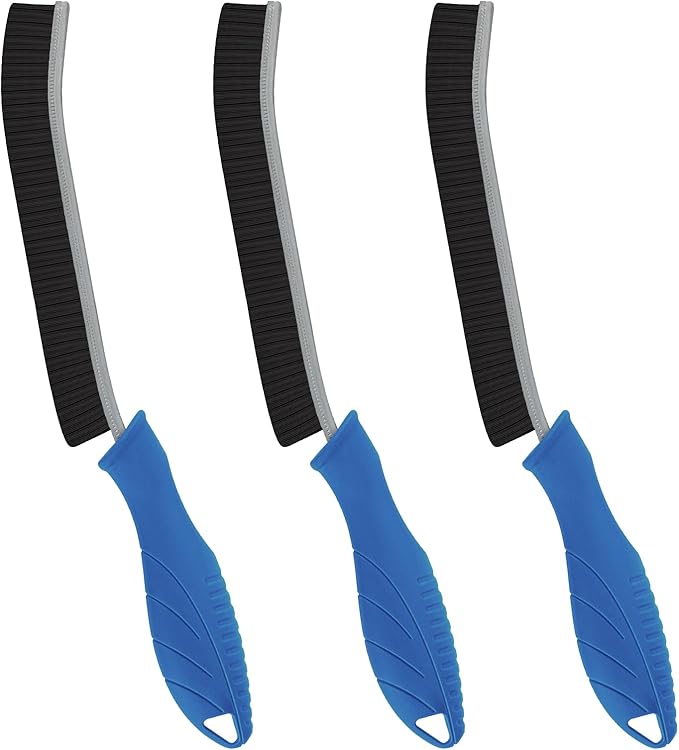 FOOGWEE Hard Bristle Crevice Cleaning Brush - Cleaning Supplies - Household Crevice Cleaning Tools - Multi-Purpose Crevice Brushes for Kitchen, Toilet, Window, Vehicle, Faucets, Grout (3, Dark Blue)