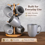 GBhome 12oz Coffee Mugs Set of 6, Large Ceramic Coffee Mugs for Man, Woman, Dad, Mom, Modern Coffee Mugs Set with handle for Tea/Latte/Cappuccino/Milk/Cocoa. Dishwasher&Microwave Safe,Matte Grey