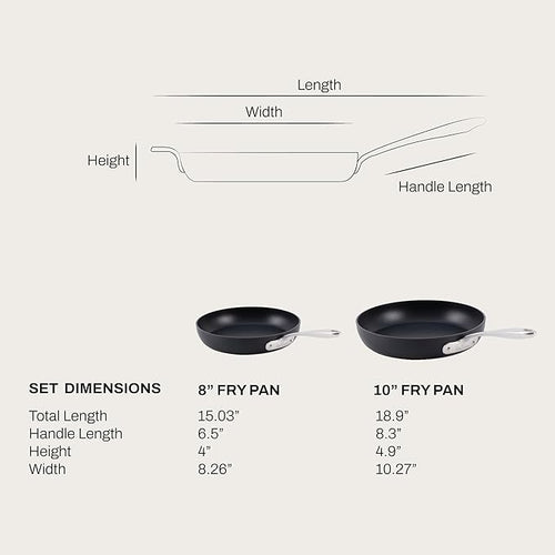 All-Clad HA1 Hard Anodized Non Stick Fry Pan Set 2 Piece, 8, 10 Inch, Induction, Oven Broiler Safe 500F, Pots and Pans Set, Kitchen Frying Pans, Skillets, Premium Cookware, Home, Dishwasher Safe Black