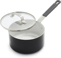 GreenPan x Bobby Flay 2.5QT Nonstick Saucepan with Glass Lid, PFAS-Free Diamond Ceramic, Induction Suitable, Stay-Cool Silicone Handle, Easy Clean Dishwasher & Oven Safe, Chef Pan, Graphite