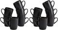 famiware Venus Coffee Mugs for 6, 14 oz Mug Set, Dringking Cup with Handle for Coffee, Tea, Cocoa, Milk, Matte Black (Pack of 2)