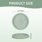 Hanobe Sage Green Tray Decor: Round Decorative Tray for Coffee Table Centerpiece - Wooden Candle Plate Holder for Rustic Farmhouse Home Living Room Kitchen Counter