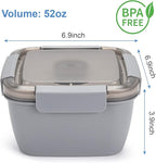 Freshmage Salad Lunch Container To Go, 52-oz Salad Bowls with 3 Compartments, Salad Dressings Container for Salad Toppings, Snacks, Men, Women (Grey)