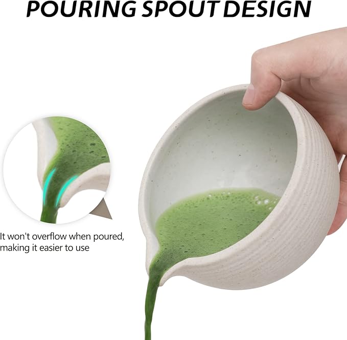 Artcome Japanese Matcha Tea Set, Matcha Bowl with Pouring Spout, Tea Tray, Bamboo Whisk, Ceramic Whisk Holder, Handmade Matcha Ceremony Kit For Japanese Tea Ceremony (10Pcs)