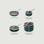 Ninja Ceramic Pro 7Pc Cookware Set, NonStick Pots & Pans Set with Glass Lids, Nontoxic, PTFE Free, Ceramic Coated, Oven Safe, All Stovetops & Induction Compatible, British Racing Green, CW39007GN