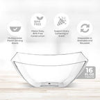 Posh Setting Clear Plastic Serving Bowls Disposable - Square Bowls - Square Candy Bowl - Plastic Snacks & Chip Bowls for Parties - Black, Gold & Clear, White Serving Dishes, 16 OZ, 4 Pack