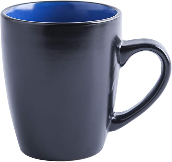 Stone Lain Albie Stoneware 16-Piece Modern Dinnerware Set, Kitchen Plates and Bowls Sets, Service for 4, Blue and Black, Microwave & Dishwasher Safe