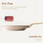 PRICUSIS Nonstick Frying Pan, 8/10/12 Inch Skillet with Stay Cool Handle, Stain/Scratch/Crack Proof, Induction Compatible & Oven Safe, Dishwasher Safe, PTFE & PFOA Free (12-Inch, Natural Linen)