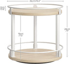Lazy Susan Organizer, Rotating Spice Rack, 2 Tier Spice Turntable Organizer, Industrial Turntable Spice Holder, for Kitchen Countertop, Compact and Versatile, White and Light Oak SR22WG