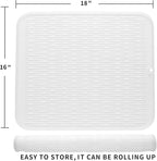 MicoYang Silicone Dish Drying Mat for Multiple Usage,Easy clean,Eco-friendly,Heat-resistant Silicone Mat for Kitchen Counter or Sink,Refrigerator or Drawer Liner Translucent XL 18 inches x 16 inches