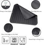 ZLR 2 Pcs Large Silicone Dish Drying Mat (16" x 18") - XL Heavy Duty Drainboard Mat for Pots, Pans & Family Loads - Heat Resistant Trivet & Counter Protector, Easy Clean (Black)