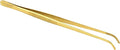 O'Creme Stainless Steel Precision Kitchen Tweezer Tongs with Serrated Tips for Gripping (10" Curved, Gold)