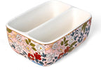 2 Compartments Ceramic Sponge Holder for Kitchen Sink, Cute Floral Countertop Dish Sponges Holder Soap Sink Organizer Farmhouse Caddy (Vintage Pink)