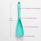 Cooking Spoon for Nonstick Cookwares, VOVOLY Silicone Spoon for Mixing, Scoop, and Scrape,Seamless Design, 12.6'', 2 Pack, Teal