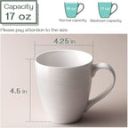 DOWAN Coffee Mugs, 17 Oz Coffee Mug Set of 6, Corrugated Tea Mugs (White)