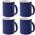 12 oz Cup Plain Gloss Blue Ceramic Coffee Mug Set of 4 for Milk, Tea, Glazed Porcelain Cups with handle for Home Office, Dishwasher & Microwave Safe