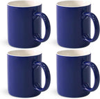 12 oz Cup Plain Gloss Blue Ceramic Coffee Mug Set of 4 for Milk, Tea, Glazed Porcelain Cups with handle for Home Office, Dishwasher & Microwave Safe
