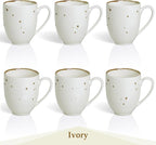 Esfour Ceramics Coffee Mugs Set Of 6, 14 Oz Large Handle Heavy Duty Cups - Microwave Dishwasher Safe - Latte, Cappuccino, Tea, Cocoa, Mocha - Men, Women, Home Office Daily Use, Classic Assorted Colors