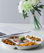 LAUCHUH Veggie Tray Set of 2, Porcelain Chip & Dip Serving Set Divided Serving Platter White Serving Tray for Mother's Day Party, Fruits, Veggies, Candy, Snack, Dessert, 12 inch