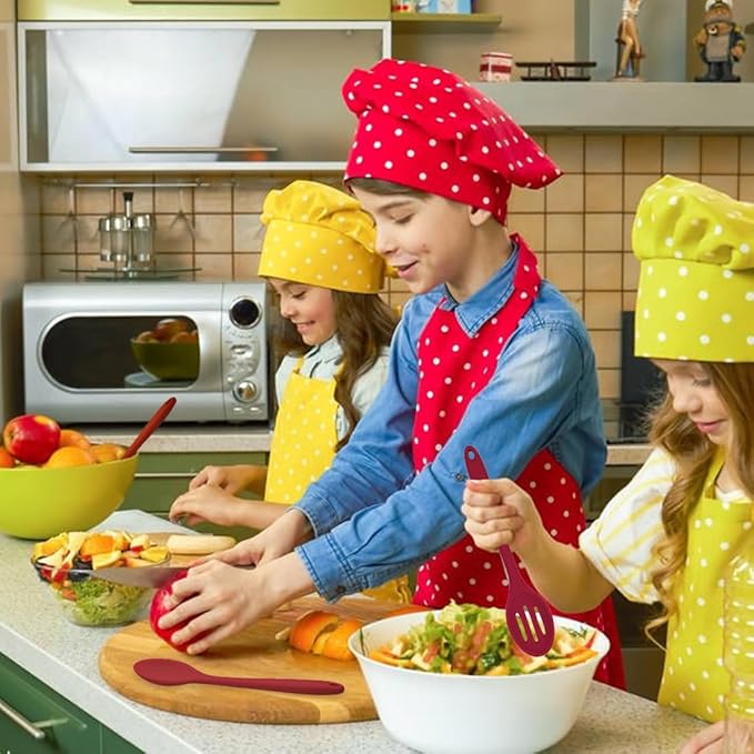 ELANE 8 Pcs Silicone Cooking Spoons Set,Mixing Spoons for Cooking Spoons for Nonstick Cookware Silicone Serving Spoons,Mixing Spoons for Cooking (Red)