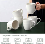 DOWAN Coffee Mugs, 17 Oz Coffee Mug Set of 6, Corrugated Tea Mugs (White)