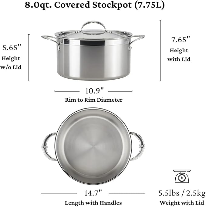 Hestan - ProBond Collection - Professional Clad Stainless Steel 10-Piece Ultimate Cookware Set, Induction Cooktop Compatible