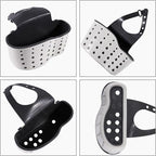 Kitchen Sink Caddy Sponge Holder for Kitchen Sink Accessories Organizer Dish Sponge Holder Ajustable Strap Faucet with Drain Holes for Drying (1 pc Beige)