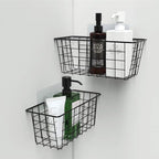 MaraFansie Hanging Kitchen Baskets Wire Storage Basket Over the Cabinet Door Organizer, No Drilling Adhesive Basket for Cabinet Pantry Organization and Kitchen, Bathroom, Storage, 2 Pack, Black