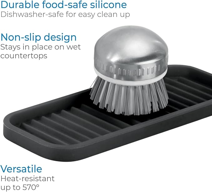 iDesign Silicone Kitchen Sink Tray for Countertops - Black
