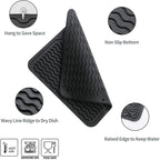 MicoYang Silicone Dish Drying Mat for Multiple Usage,Easy clean,Eco-friendly,Heat-resistant Silicone Mat for Kitchen Counter or Sink,Refrigerator or Drawer liner Black M 12 inches x 12 inches