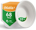 32 oz 68-Pack Large Compostable Paper Bowls, Disposable Meal Prep & Takeout Bowls, Heavy-Duty Bagasse Bowls for Ramen, Salad & Large Portions, Microwave & Freezer Safe, Eco-Friendly (White)