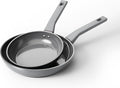 Sanho Diamond-Titanium Ceramic Nonstick Fry Pan Set, 20cm & 26cm Frying Pans, PFAS PFOA PTFE Free, Dishwasher Safe & Induction Compatible Cookware with Cool-Touch Handle, Gray