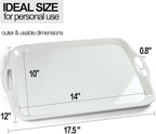 Czlizdyt Large Melamine Serving Tray with Handles, 17.5 x 12 in Rectangular Melamine Serving Platter, Dishwasher Safe Trays for Eating, Appetizer, Charcuterie, Snack, Fruit, Desserts, Set of 2, White