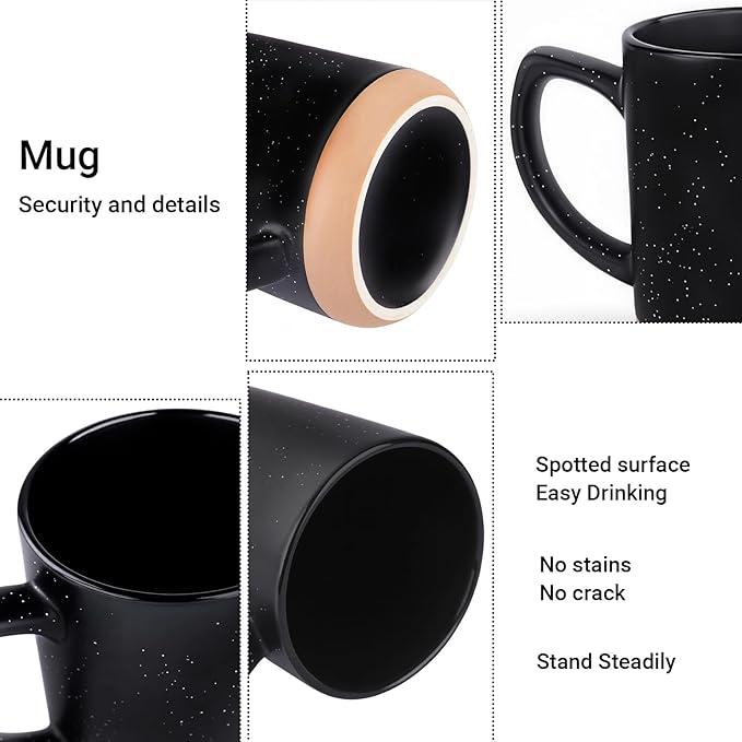 Red Diner Coffee Mugs Set of 4,11 Oz Ceramic Espresso Cups Set with Handle Cup with Speckled for Children Boys Girls Women Men Gifts Microwave & Dishwasher Safe