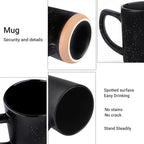 Black Diner Coffee Mugs Set of 4,11 Oz Ceramic Espresso Cups Set with Handle,Cup with Speckled for Children Boys Girls Women Men Gifts Microwave & Dishwasher Safe