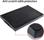 MDLUU Plastic Serving Tray, Ottoman Tray with Cutout Handles, Rectangle Butler Tray for Breakfast in Bed, Coffee Table Decor, Party (Black)